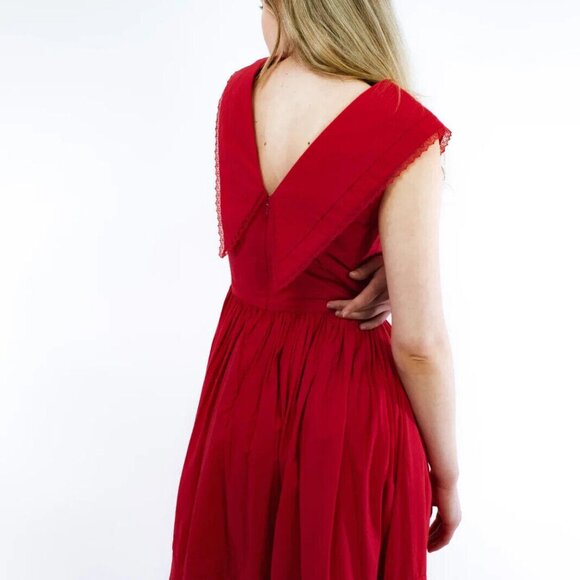 Sandy Liang Opa Cotton Sleeveless Midi Dress Red Resort Valentine 4 New 270544 - Picture 2 of 8